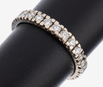 18 kt Gold Brillant-Memoryring, WG 750/000,26 Brillanten zus. ca. 1.26 ct (grav.) feines Weiß-Weiß/vs-si, RW 59, ca. 3.2 g