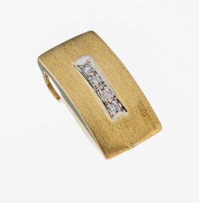 14 kt Gold Brillant-Anhänger, GG 585/000 sat., 4 Brillanten in rhod. Fassung zus. ca. 0.12 ct Weiß/p, ca. 2 x 1 cm, ca. 3.4 g