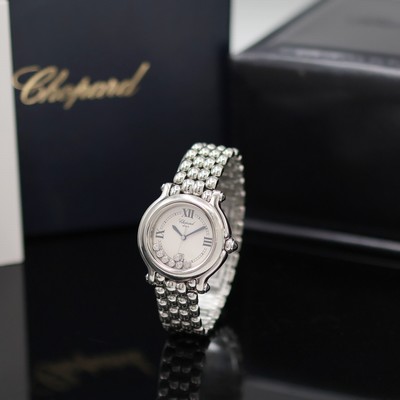 CHOPARD Happy Sport Armbanduhr Referenz 27/8236-23, Schweiz um 2000, quarz, Edelstahlgeh. inkl. orig. Gliederband m. dopp. Faltschl., Krone sowie ...