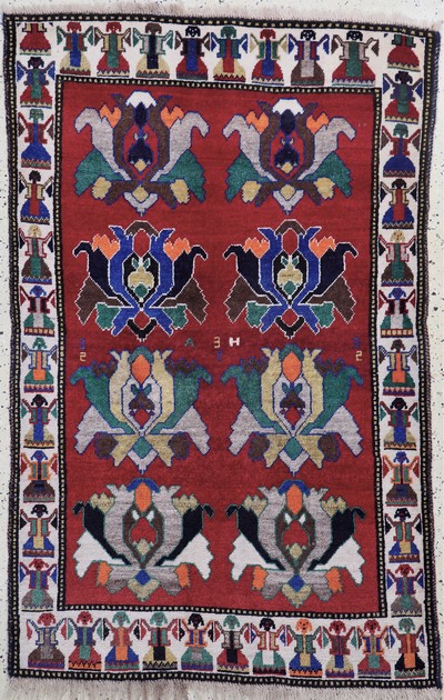 Gabbeh alt, Persien, Mitte 20.Jhd, Wolle auf Wolle, ca. 155 x 100 cm, EHZ: 2