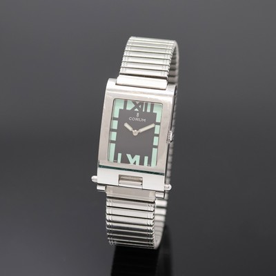 CORUM Armbanduhr Serie Tabogan Referenz 64.151.20, Schweiz um 2000, quarz, Edelstahlgeh. inkl. neutr. Flexband, Oberteil zur Zeigerst. aufklappbar, ...