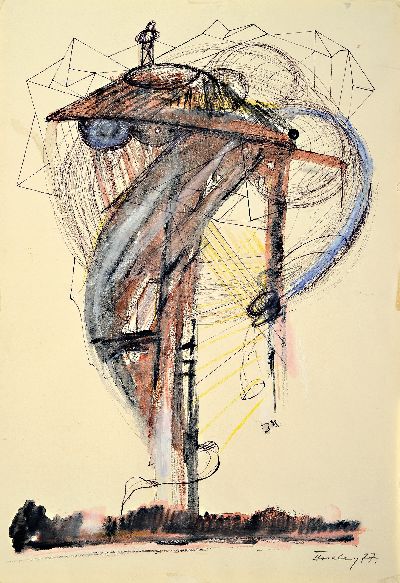 Florian Frieling, 1939 Leverkusen-1994 Deidesheim, Konvolut aus 6 Zeichnungen, phantastische Urtiere und Gefilde in sechs Variationen, je signiert ...