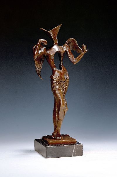 Milo, Künstler des 20.Jh., Bronzeplastik, nach Salvador Dalis "Surrealist Angel", auf Marmor-Plinthe, signiert Milo, H. 38 cm