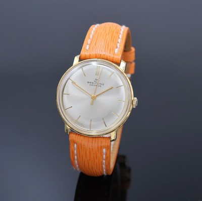 BREITLING Geneve Armbanduhr Referenz 2527, Schweiz um 1965, Automatik, verg. Geh. ber., verschr. Stahlboden, Breitling Lederband m. verg. Breitling ...