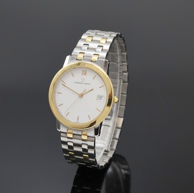 ETERNA 1856 Armbanduhr Referenz 3400.47, Automatik, Schweiz um 1990, beids. vergl., z. T. verg. Edelstahlgeh. inkl. Gliederband m. dopp. Faltschl., ...