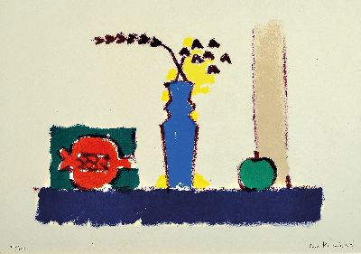 Edo Kovacevic, 1906 Gospic-1993 Zagreb, Lithographie, Ed. 152/200, handsigniert, Stillleben, unter Glas gerahmt 48x63 cm
