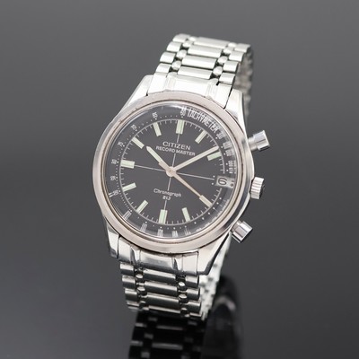 CITIZEN Record Master seltener Chronograph mit Flyback in Edelstahl Referenz 4-570014 Y, Japan um 1970, Handaufzug, 2-teil. Geh., Boden geschr., ...
