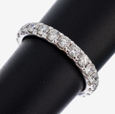 14 kt Gold Brillant-Memoryring, WG 585/000,23 Brillanten zus. ca. 1.87 ct (grav.) Weiß- l.get.Weiß/si-p, RW 55, ca. 3.1 g