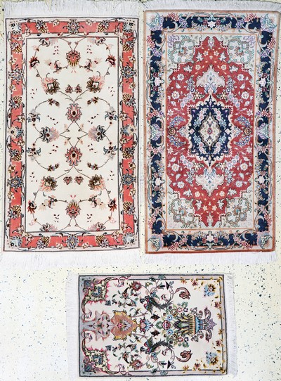 3 Lots Täbriz fein(50 Raj), Persien, Ende 20.Jhd, Korkwolle mit Seide, ca. 130 x 70 cm, EHZ: 2