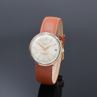 ERNEST BOREL Armbandchronometer in Stahl/Gold, Automatik, Schweiz um 1965, Monocoque-Geh., Lünette aufgedr., silb. Zifferbl. m. aufgel. gold. ...