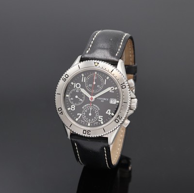 ETERNA MATIC Air-Force III Armbandchronograph in Stahl Referenz 674.8408.41, Automatik, Schweiz um 2000, Boden und Krone verschr., schwarzes ...