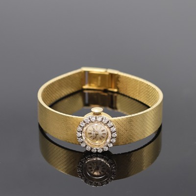 ETERNA Diamant-besetzte Damenarmbanduhr in GG 750/000 Referenz 706LSEN, Schweiz um 1960, Handaufzug, kleines Geh. m. angesetztem, matt. ...