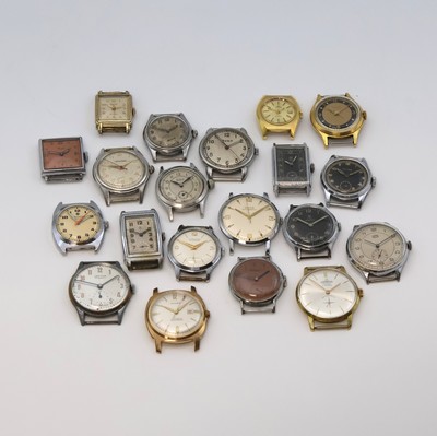 20 Armbanduhren verschiedener Marken, USA/ Schweiz/Deutschland um 1935 - 1970, 1 x Automatik, 19 x Handaufzug, 4 Stahlgeh., davon 3 verschr., 11 x ...