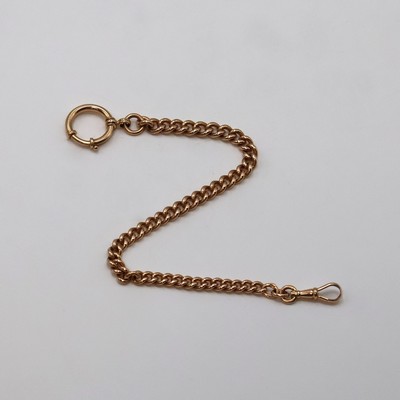 Schwere Taschenuhrkette in RG 585/000, um 1900, Panzerkette mit leichtem Verlauf, Karabiner und Federring, L. ca. 27 cm, Gew. ca. 35g, in gutem, ...