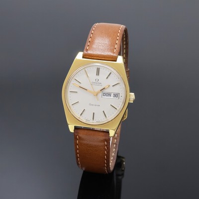 OMEGA Geneve vergoldete Herrenarmbanduhr Referenz 1660120, Schweiz um 1972, Automatik, verschr. Geh., orig. Krone u. Glas, silb. Zifferbl., gold. ...