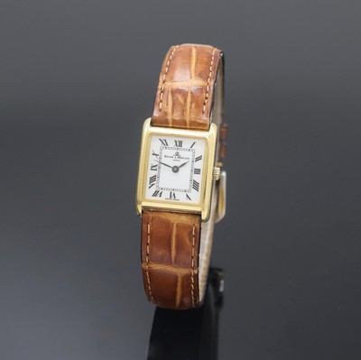 BAUME & MERCIER Damenarmbanduhr in GG 750/000 Referenz 18542, Schweiz um 2000, quarz, 2- teil. Geh., Boden 4-fach verschr., weißes Zifferbl. m. ...