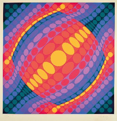 Victor Vasarely, 1906-1997, Farbserigraphie, "Planeta" (1975/77), Ed. 47/175, unter Glas gerahmt 80x80 cm