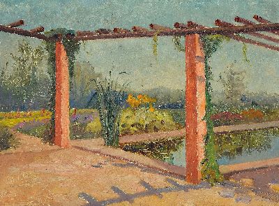 Ernst Pfau, 1879 Bad Wimpfen-1965 Bad Dürkheim, Im Kurpark von bad Dürkheim, Öl/Malkarton, links unten sign., ca. 40x54cm, R. ca. 45x59cm