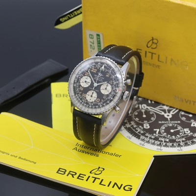 BREITLING Navitimer Cosmonaute seltener Schaltradchronograph Referenz 809, Schweiz verk. lt. beil. Pap. 11/1967, Handaufzug, 3- teil. Edelstahlgeh., ...