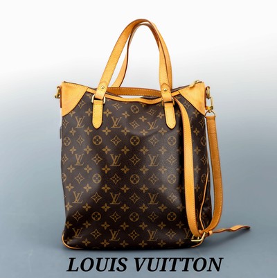 Louis Vuitton Handtasche "ODEON GM", sogen.Crossover-Bag, Monogramm Canvas, Besätze, Schultergurt und Tragehenkel aus naturf. Leder, ...