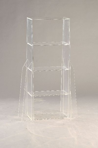 Plexiglas-Etagere/-Regal, wohl 1980/90er Jahre, farbloses Plexiglas, ca. 104x42x20 cm, EZ 2-3