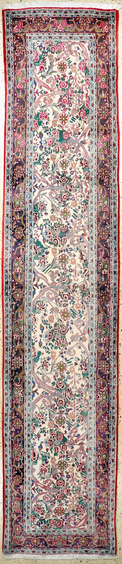 Rosenbidjar, Persien, Ende 20.Jhd, Korkwolle, ca. 385 x 80 cm, Rand verblasst, EHZ: 1-2