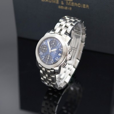 BAUME & MERCIER Capeland Armbandchronograph in Stahl Referenz MV045216, Schweiz um 2000, Automatik, Boden u. Krone verschr., orig. Gliederband m. ...