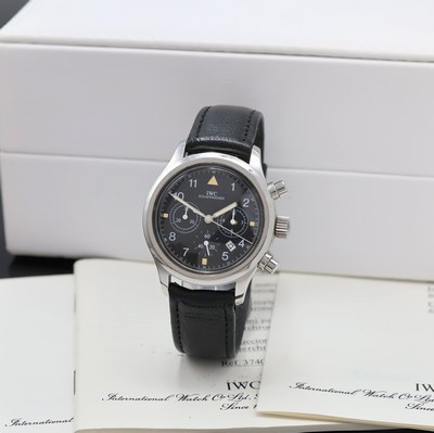 IWC Herrenarmbanduhr "Der Fliegerchronograph" Referenz 3740, Edelstahlgeh. inkl. orig. Lederband m. orig. Dornschl., Boden und Krone ...