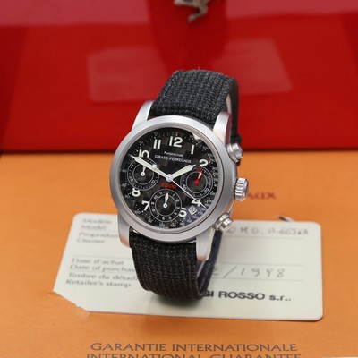 GIRARD PERREGAUX Ferrari Herrenarmbanduhr mit Chronograph Referenz 8020, Automatik, Edelstahlgeh. inkl. orig. Leder-/Textilband m. orig. Dornschl., ...