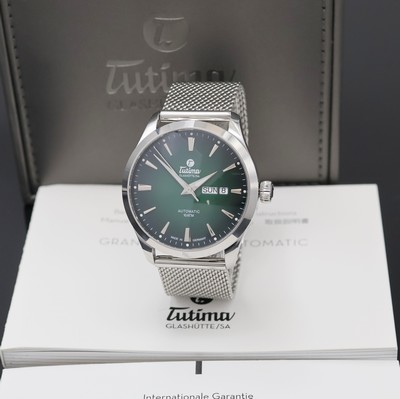 TUTIMA Grand Flieger Herrenarmbanduhr in Stahl Referenz 6105-24, Deutschland verk. lt. beil. Pap. 09/2023, Automatik, beids. vergl. Geh. inkl. orig. ...
