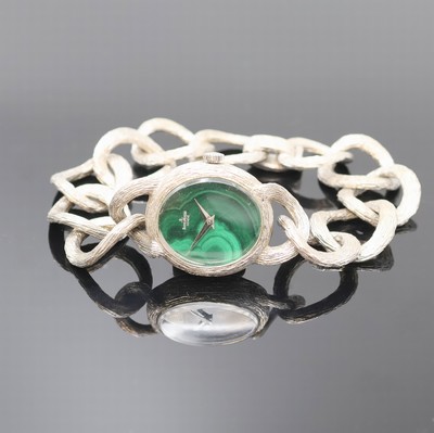 BAUME & MERCIER ausgefallene Damenarmbanduhr in 925er Silber, Schweiz um 1965, Handaufzug, Stahlboden aufgedr., integr. Silberband, ...