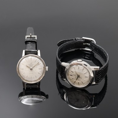 ETERNA-MATIC 2 Damenarmbanduhren in Stahl, Schweiz um 1960, Automatik, 1x Modell Sahida, Böden verschr. u. gedr., silb. Zifferblätter, 1x m. Beyer ...