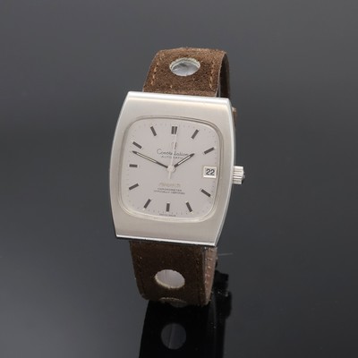 OMEGA Constellation Armbandchronometer in Edelstahl Referenz 168.044, Schweiz um 1969, Automatik, rechteck., 3-teil. Geh. inkl. Lederband m. orig. ...