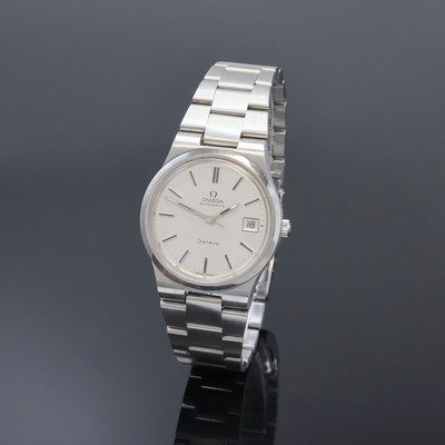 OMEGA Geneve Herrenarmbanduhr in Stahl Referenz 166.0173/366.0832, Schweiz um 1973, Automatik, Omega Gliederband m. Faltschl., Boden verschr., silb. ...