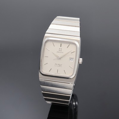 ZENITH Port Royal Herrenarmbanduhr Referenz 01.0020.490/495, Schweiz um 1980, Automatik, Edelstahlgeh. inkl. neutr. Gliederband m. Faltschl., Boden ...