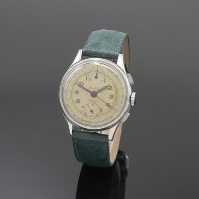 BREITLING Armbandchronograph mit Kaliber Venus 170 Referenz 178, Schweiz um 1945, Handaufzug, verchr. Geh., Boden u. Glasrand aufgedr., silb. ...