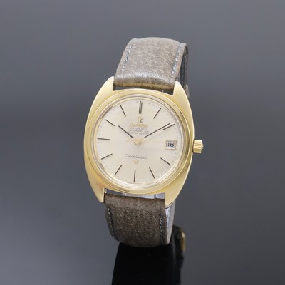 OMEGA Constellation Chronometer Herrenarmbanduhr mit Goldhaube Referenz 168.017, Schweiz um 1968, Automatik, verschr. Boden zentral m. Gold-Plakette ...