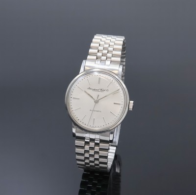 IWC Herrenarmbanduhr in Stahl mit Kaliber 853, Schweiz um 1962, Automatik, neutr. Stahlband m. Faltschl., Boden verschr., silb. Zifferbl. rest., ...