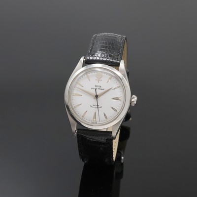 TUDOR Oyster Prince Armbanduhr in Stahl Referenz 7965, Schweiz um 1965, Automatik, Boden u. Krone verschr., weißes Rose- Zifferbl. rest., silb. ...