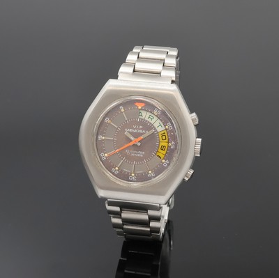 VIP MEMOSAIL Regatta-Chronograph in Stahl, Schweiz um 1970, Handaufzug, massives Edelstahlgeh., verschr. Boden, orig. Gliederband m. Faltschl., ehem. ...