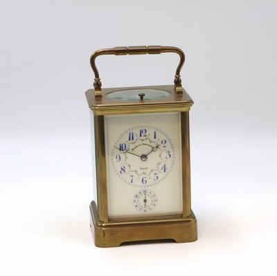 BIGELOW KENNARD & CO Boston Reiseuhr mit Grande- und Petit-Sonnerie, Wecker und 1/4- Stunden Repetition, Frankreich um 1900, 5- seitig vergl. ...