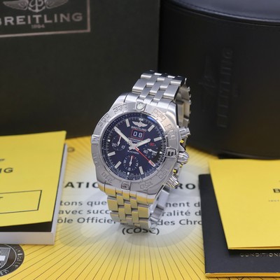 BREITLING Armbandchronograph Chronomat Blackbird Referenz A4436010, Automatik, Chronometer in Edelstahl inkl. Pilotband m. Faltschl., Boden, Krone ...