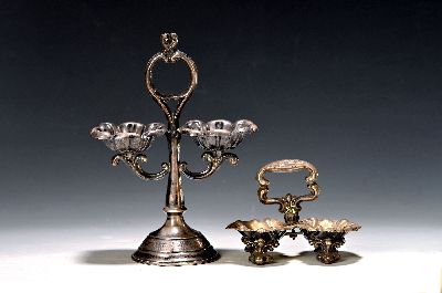 Paar Salieren, Wien, 1814-66, 13 Lot Silber, ges. 193g, je mit 2 Schalen, H. 9/20 cm