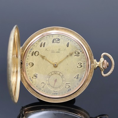 CORGEMONT WATCH Herrensavonette in GG 585/000, Schweiz um 1930, geometrisch guill. 3- Deckel Goldgeh. dell./Scharnier v. Rückdeckel zu rep., Cuvette ...