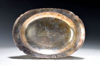 Silberschale mit Widmung, Peter Bruckmann & Söhne, Heilbronn, um 1956, 835er, 480g, geschweift, Widmung mittig: "3.April 1956 Mit herzlichen ...