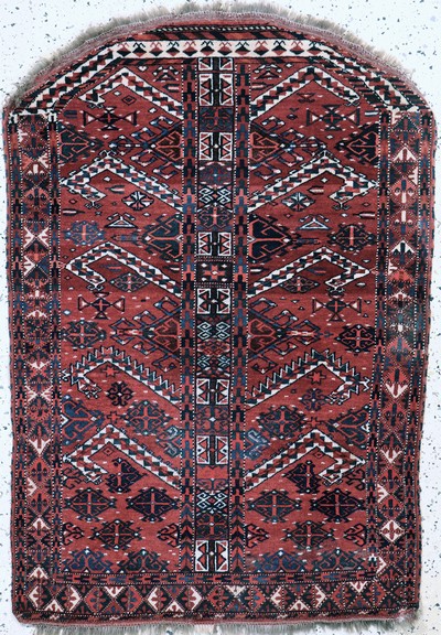 Yomud"Salachak"antik, Turkmenistan, 19.Jhd,Wolle auf Wolle mit"Seiden-Highlight", ca. 125 x 90 cm, EHZ: 2(kleine ...