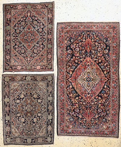 3 Lots Djosan antik, Persien, um 1900, Wolle auf Baumwolle, ca. 145 x 80 cm & ca. 90 x 65 cm, EHZ: 2