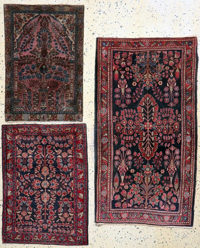 3 Lots Sarogh antik, Persien, um 1900, Wolle auf Baumwolle, ca. 125 x 70 cm & 80 x 55 cm, EHZ: 3