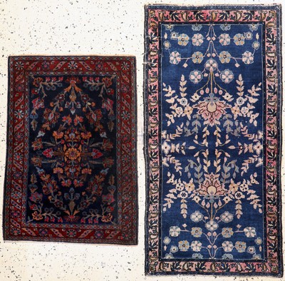 2 Lots Keschan antik, Persien, um 1900, Manchester-Korkwolle, ca. 120 x 60 cm & ca. 85 x 55 cm, EHZ: 3