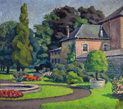 Carl Christoph Hartwig, 1888 - 1975, sommerliche Parklandschaft mit Herrenhaus, signiert, 74 x 84 cm, Rahmen 80 x 90 cm